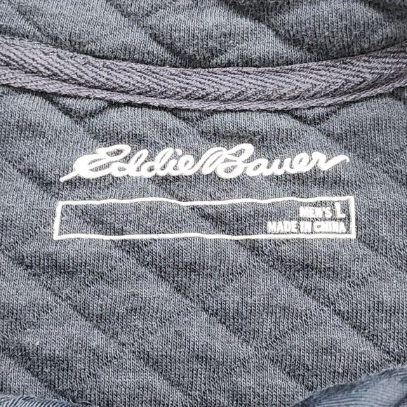 Eddie Bauer Sweater Mens L Blue Midweight Quarter Snap Mock Quilted Pullover - Picture 4 of 9